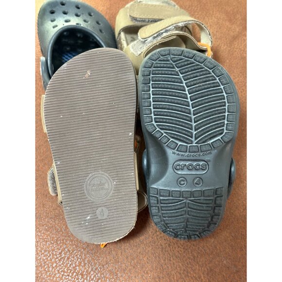 BOYS BABY TODDLER SIZE 4 C BUNDLE 2 PAIRS CLASSIC CROCS & WONDER NATION SLIDE - Picture 7 of 7